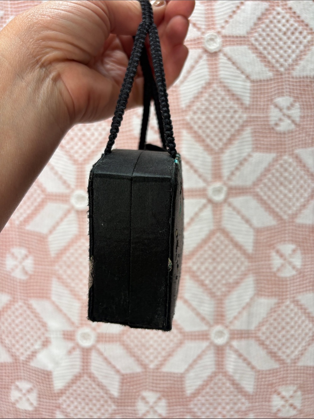 Vintage Black Floral Brocade Vanity Purse - Picture 5 of 11